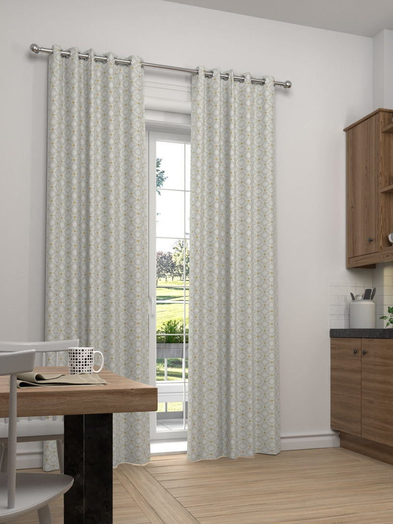 Country Geo natural grey made-to-measure curtains (British brand)
