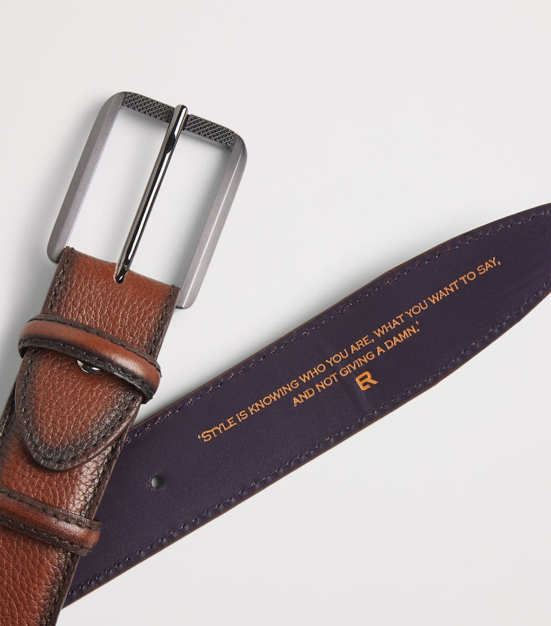Elliot Rhodes burnished leather belt 3.5cm - British product
