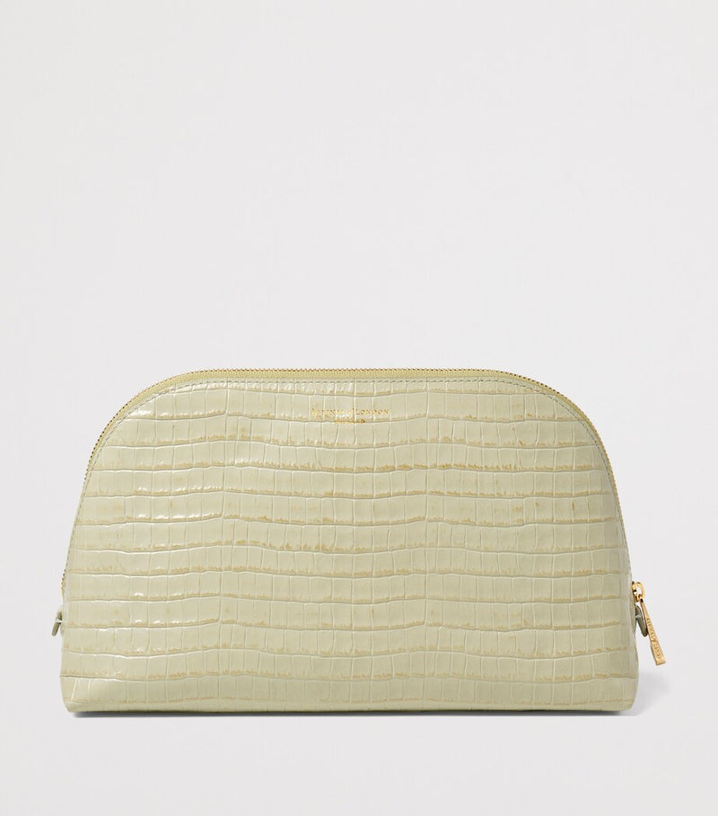 Aspinal of London croc-embossed leather classic wash bag - British product