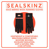 Sealskinz Solo Merino running gloves, imported from the UK