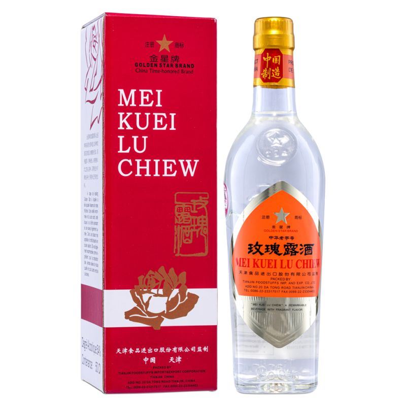 Golden Star Brand Mei Kuei Lu Chiew rose baijiu, UK version