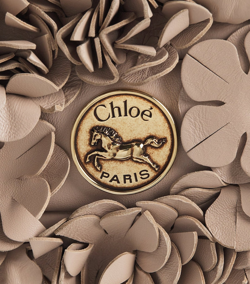 Chloé lambskin Plissé shoulder bag hand-stitched flowers (British brand)