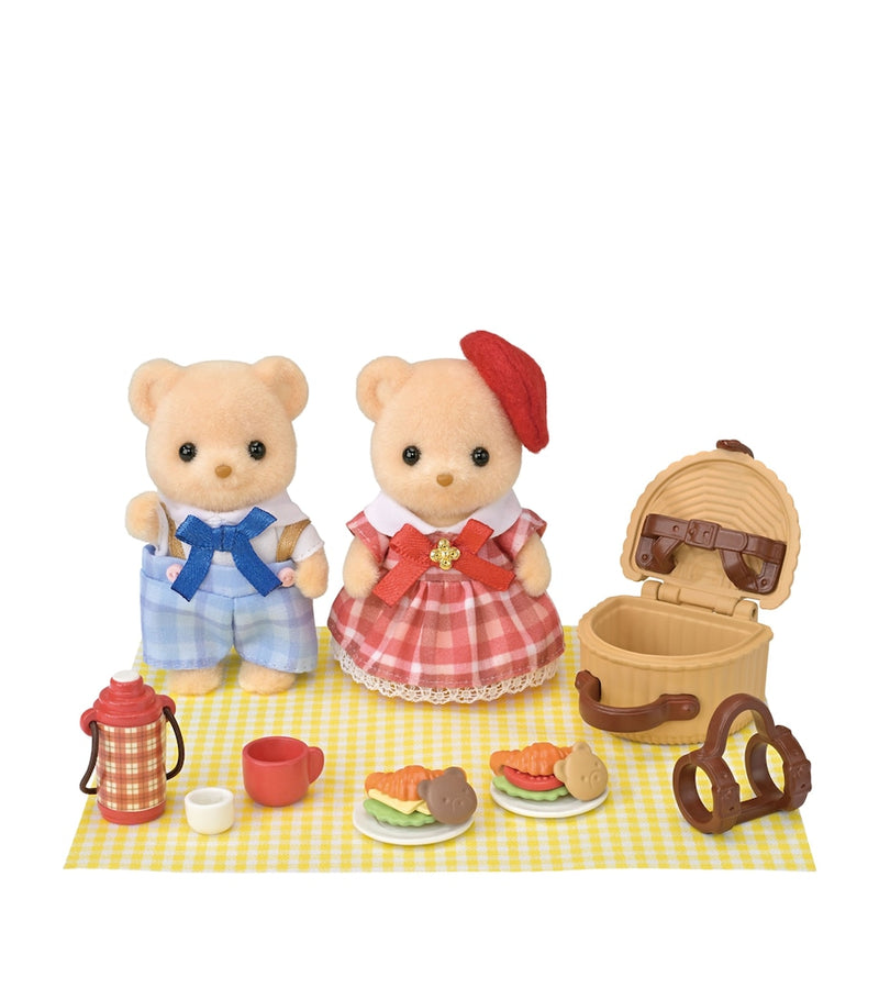 Sylvanian Families Biscuit Bear set with figures and picnic accessories - British product