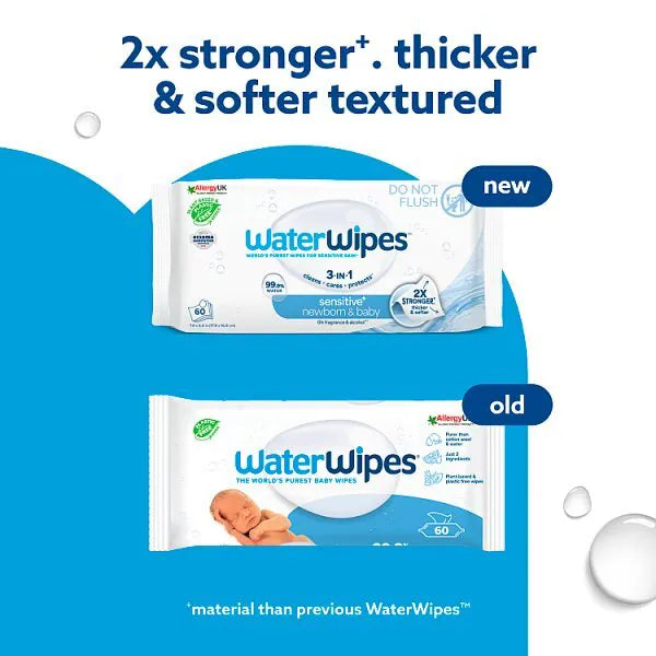 Waterwipes Sensitive Newborn Biodegradable Baby Wipes 60 Pk (British brand)