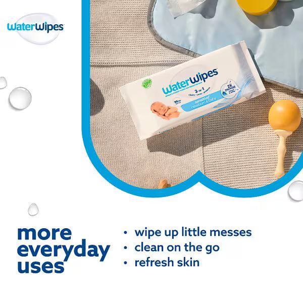 Waterwipes Sensitive Newborn Biodegradable Baby Wipes 60 Pk (British brand)
