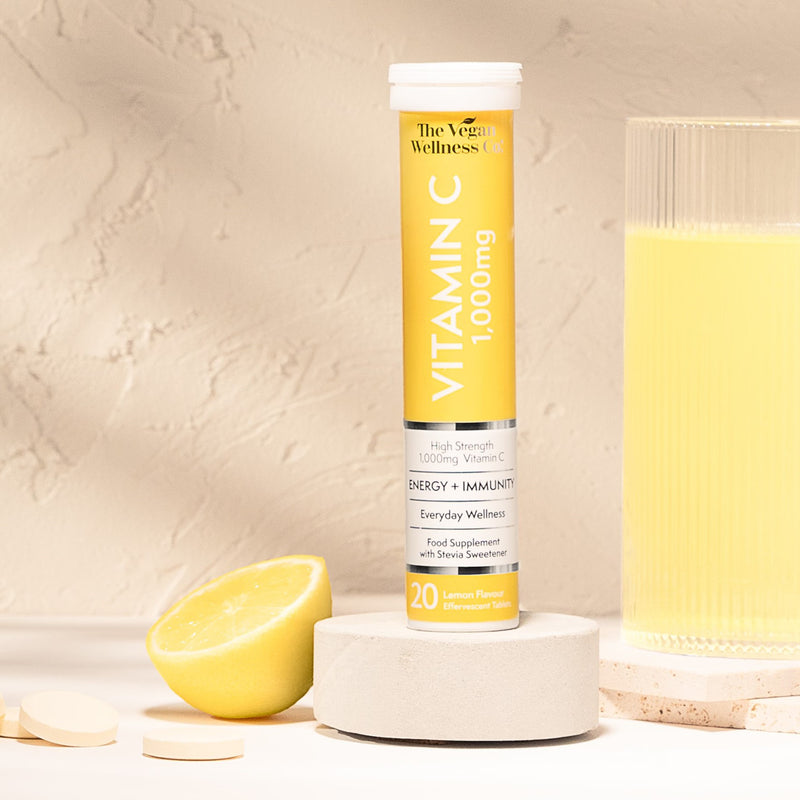 The Vegan Wellness Co 1000mg vitamin C effervescent tablets lemon, UK version