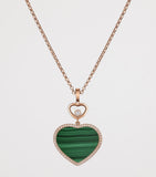 Chopard Happy Hearts pendant necklace in rose gold with diamond and malachite, imported from the UK