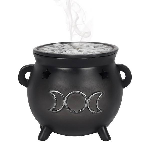 Something Different Triple Moon Cauldron Incense Burner Resin (British brand)