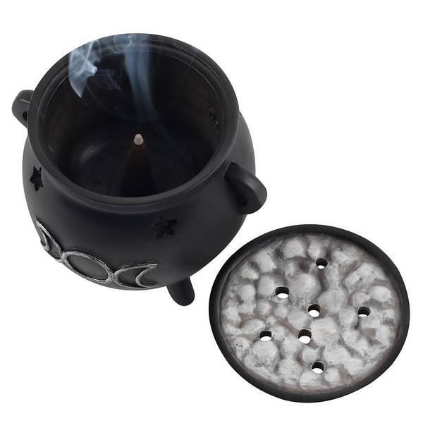Something Different Triple Moon Cauldron Incense Burner Resin (British brand)