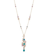 Harrods Boodles The Palace Collection Royal Damask Pendant Necklace in Rose Gold with Diamond, Sapphire and Tourmaline- Buy online at McGrocer