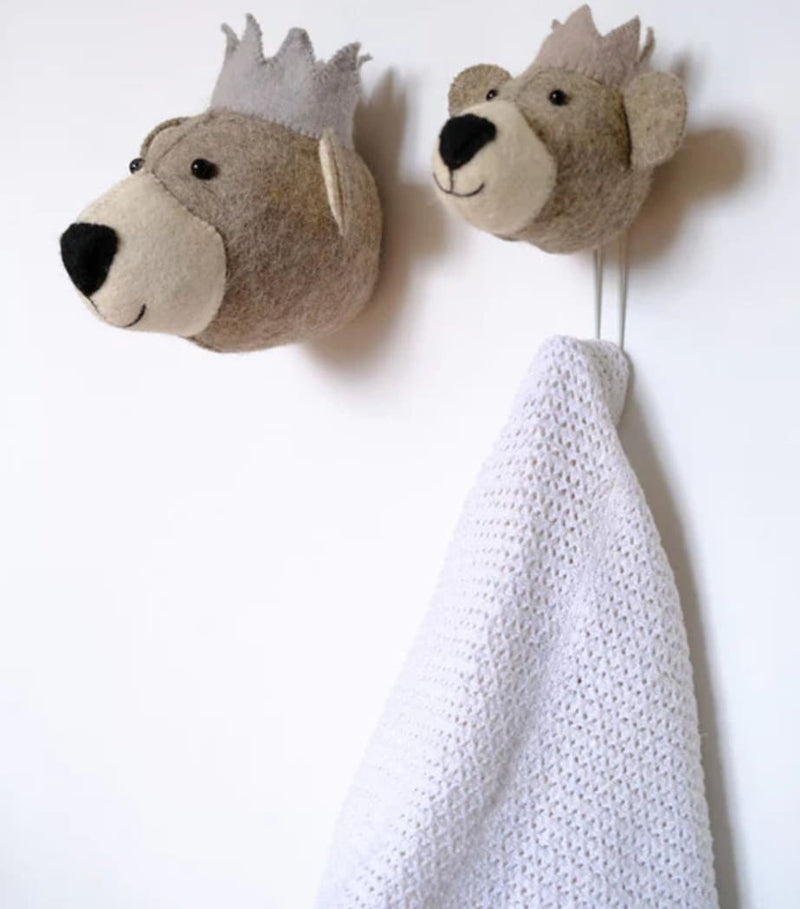 Fiona Walker wool bear head decoration 23cm - British product