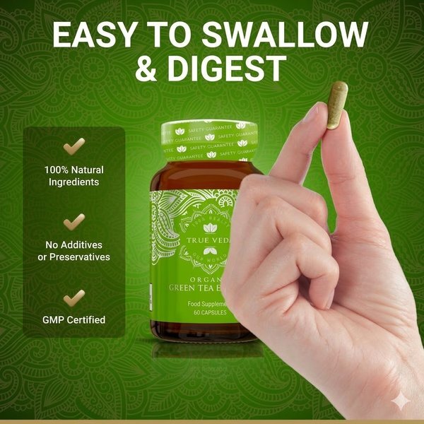 True Veda organic green tea extract 360 capsules, imported from the UK