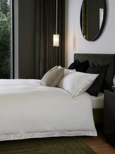 Next Collection Luxe Ivory/Champagne 600 Thread Count Cotton Sateen Duvet Cover and Pillowcase Set- Buy online at McGrocer