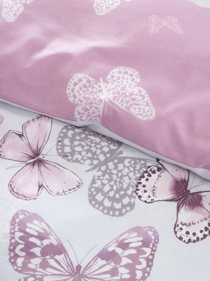 Catherine Lansfield purple scatter butterfly duvet cover and pillowcase set - British product