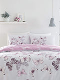 Catherine Lansfield purple scatter butterfly duvet cover and pillowcase set - British product