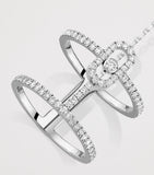Messika Weißgold Doppelring mit beweglichem Diamanten 0,95 Karat - Britisches Produkt