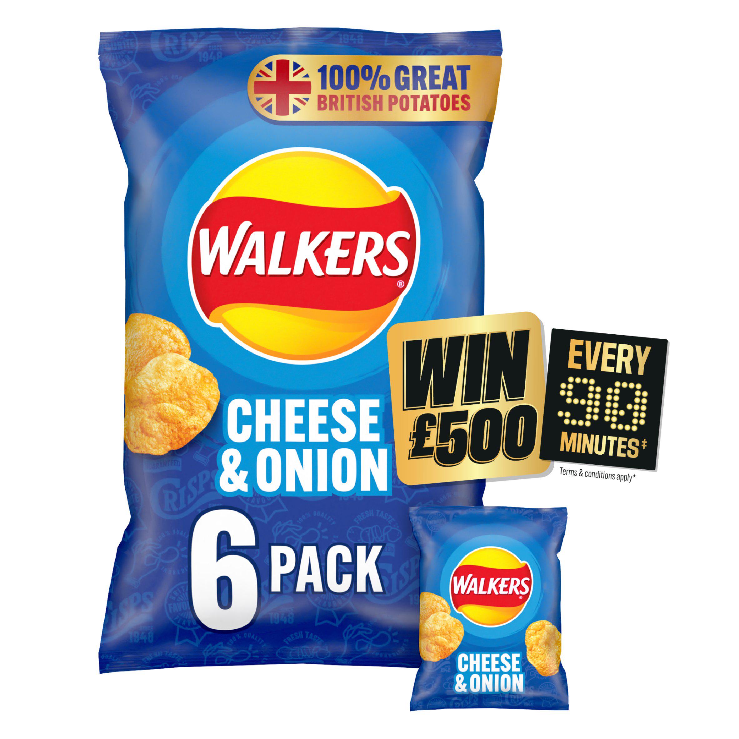 Walkers Cheese & Onion Multipack Crisps 6x25g GOODS Sainsburys