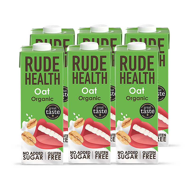 Rude Health Organic Oat Drink 6 x 1L, imported from the UK