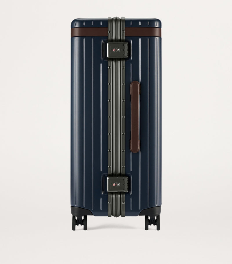 Carl Friedrik Hackett leather-trimmed hard shell check-in suitcase 65cm - British product