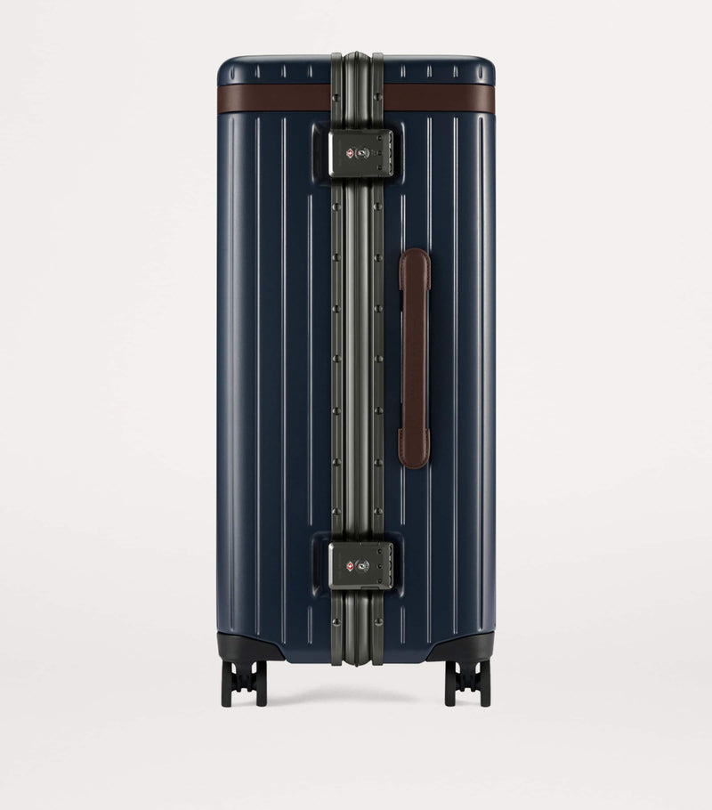 Carl Friedrik Hackett leather-trimmed hard shell check-in suitcase 65cm - British product
