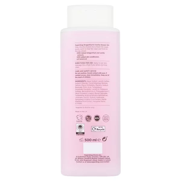 Superdrug Fruity Dragon Fruit and Vanilla shower gel 500ml (British brand)