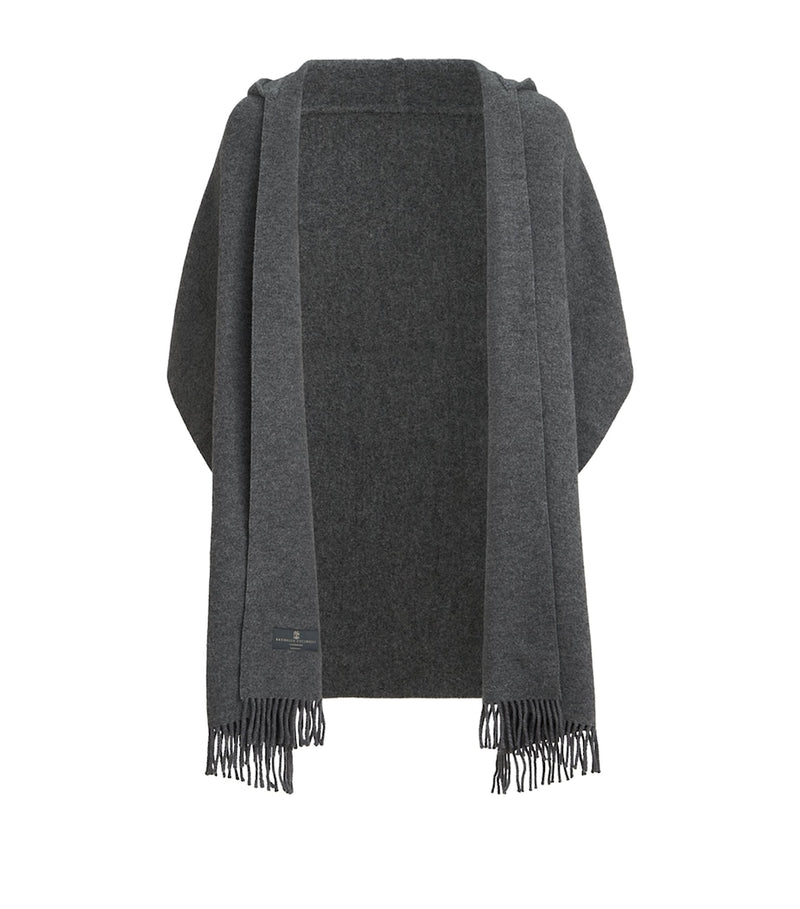 Brunello Cucinelli wool-cashmere hooded scarf (British brand)