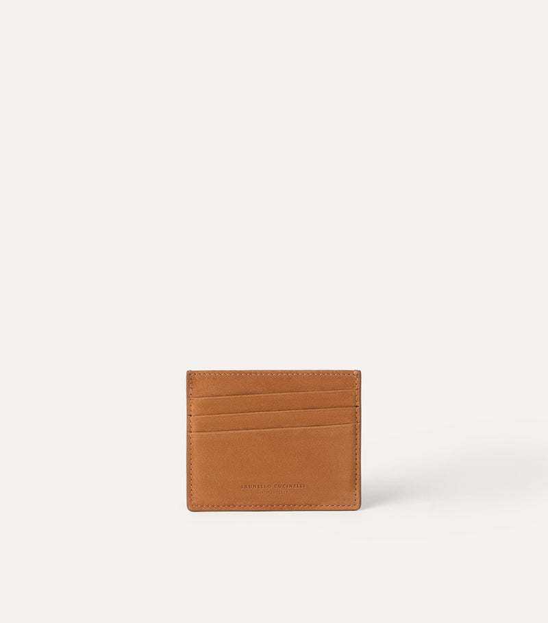 Brunello Cucinelli Nubuck Logo Card Holder in leather, UK version