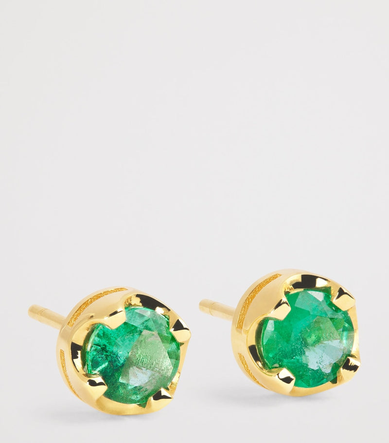 Jennifer Meyer medium yellow gold emerald stud earrings, UK version