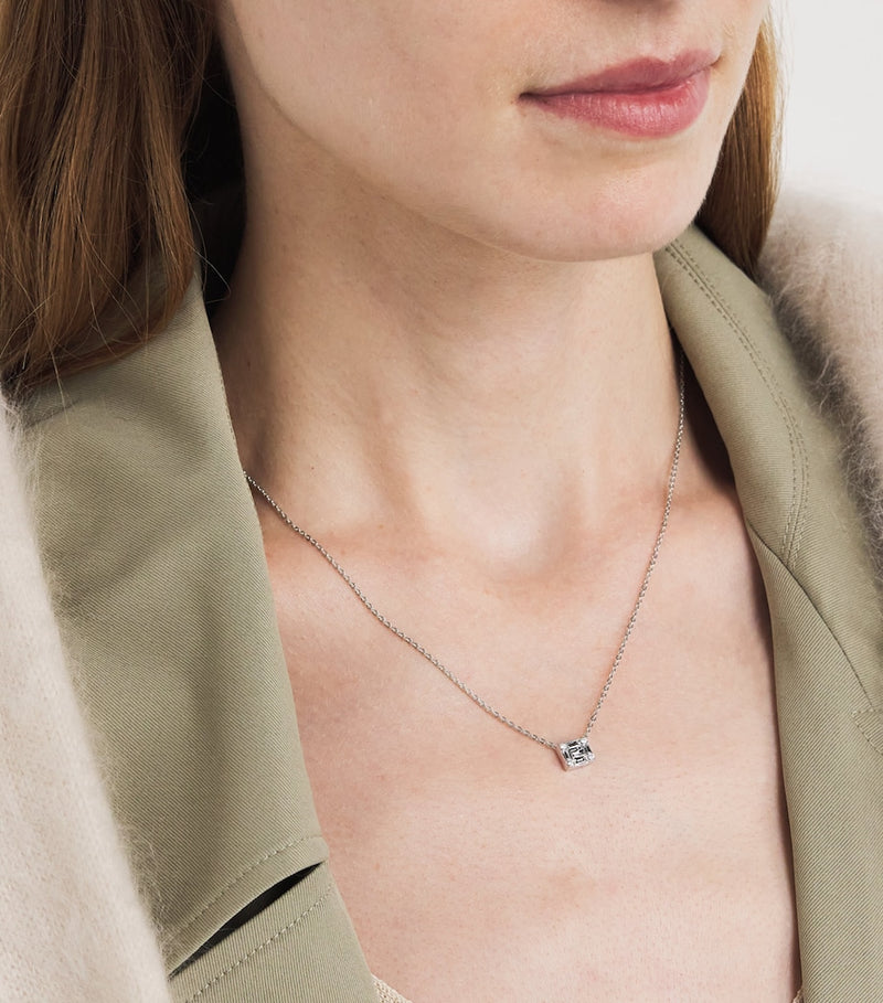 Harrods white gold diamond square illusion necklace 0.40ct, UK version