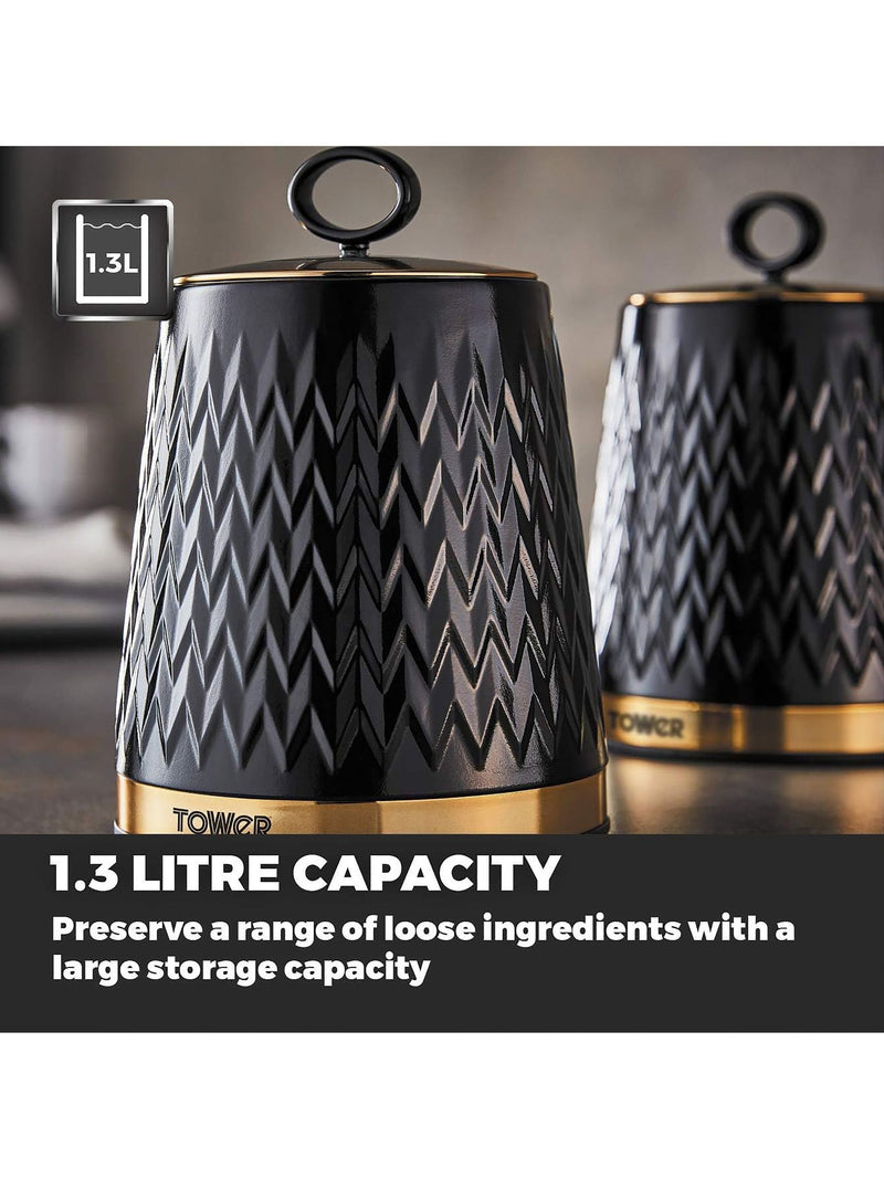 Tower set of 3 black Empire storage jars (British brand)