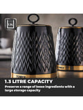 Tower set of 3 black Empire storage jars (British brand)