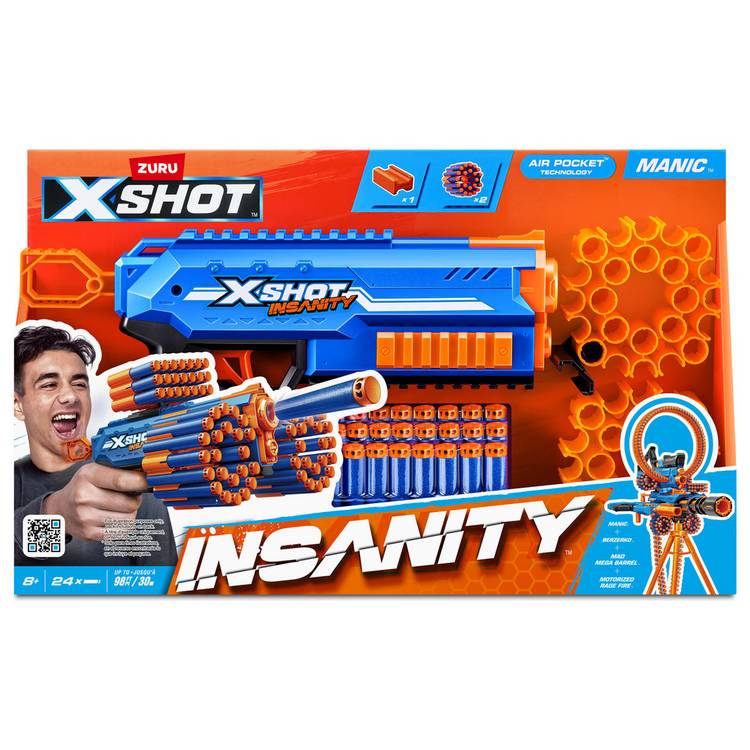 XSHOT Insanity Manic Blaster foam dart blaster, UK version