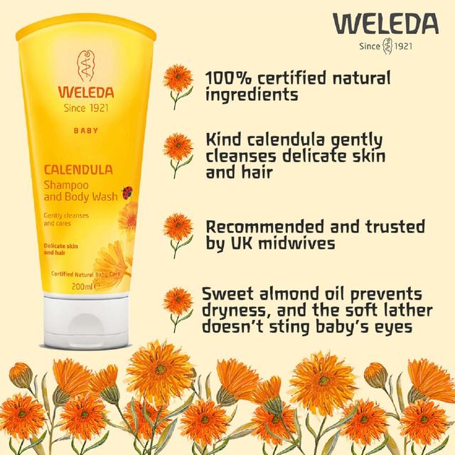 Weleda Baby Natural Calendula Vegan Shampoo & Body Wash   200ml GOODS M&S