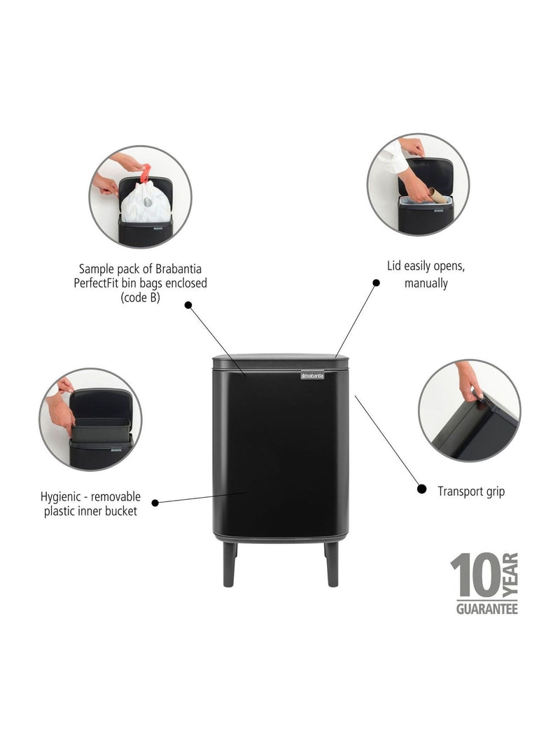 Brabantia Black Bo Hi waste bin 7L - British product