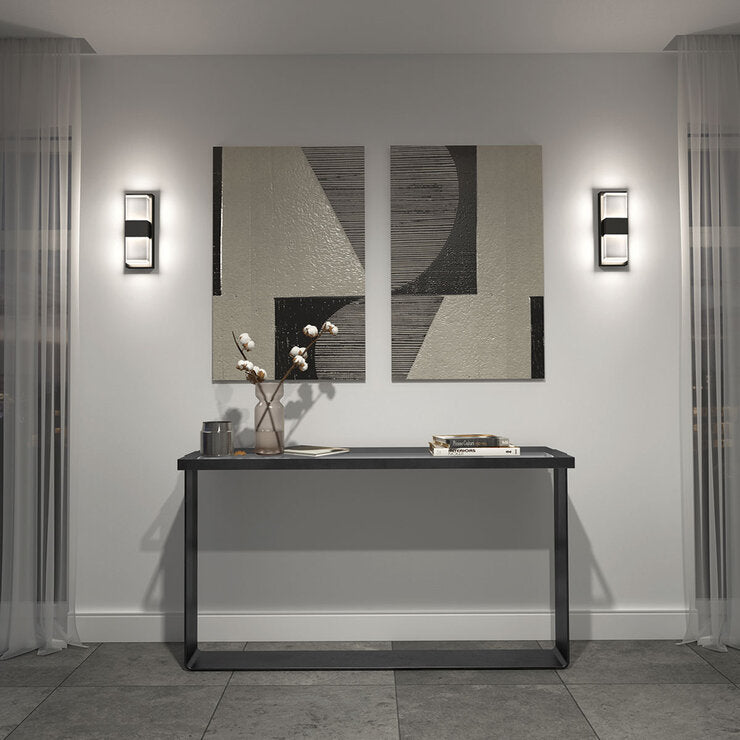 Artika Mazza black LED wall light with frosted diffuser, imported from the UK