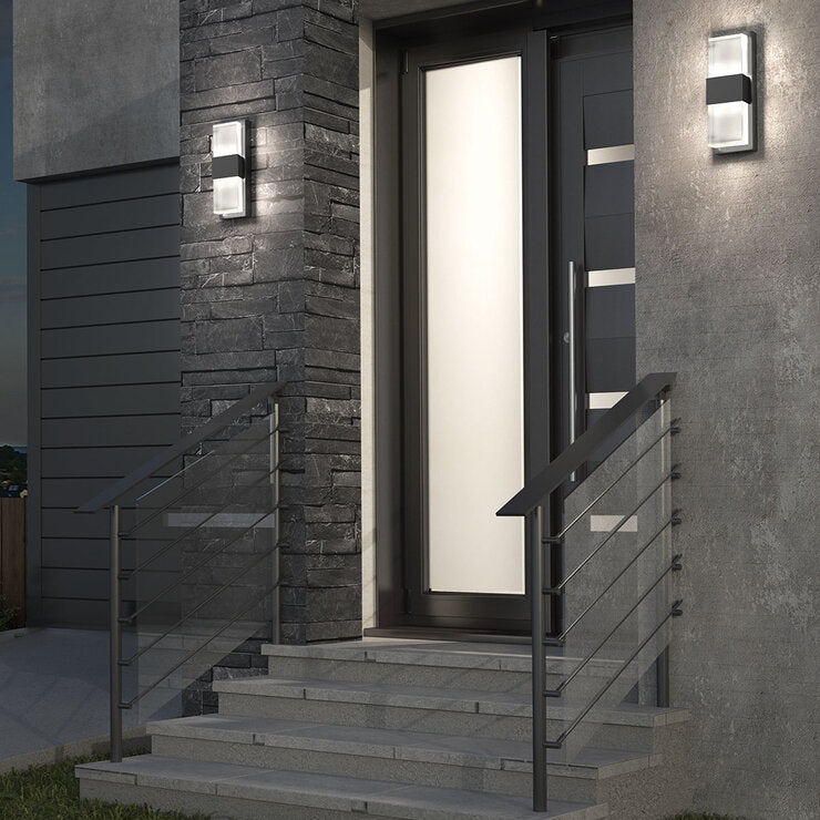 Artika Mazza black LED wall light with frosted diffuser, imported from the UK