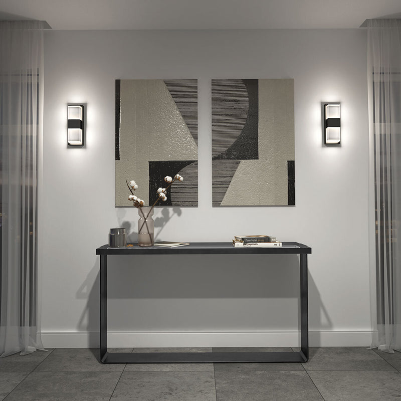 Artika Mazza black LED wall light with frosted diffuser, imported from the UK