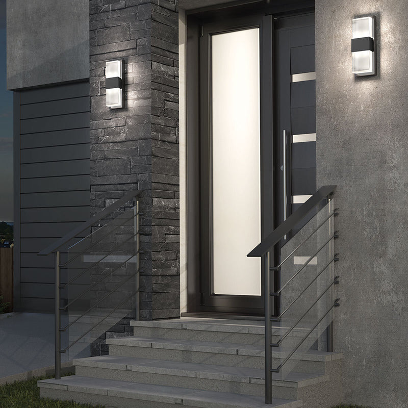 Artika Mazza black LED wall light with frosted diffuser, imported from the UK