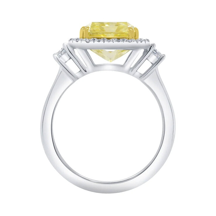 Costco radiant cut fancy yellow diamond halo ring 5.68ctw - British product