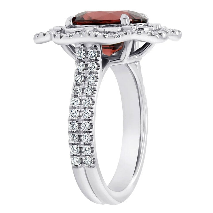 Costco platinum ring with oval spinel and diamond halo - British product