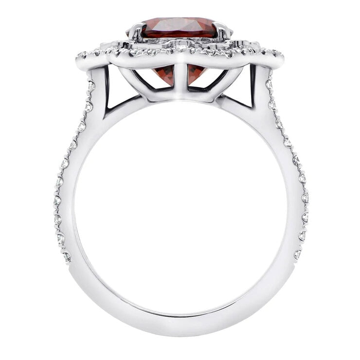 Costco platinum ring with oval spinel and diamond halo - British product