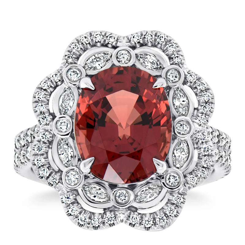 Costco platinum ring with oval spinel and diamond halo - British product
