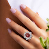 Costco platinum ring with oval spinel and diamond halo - British product