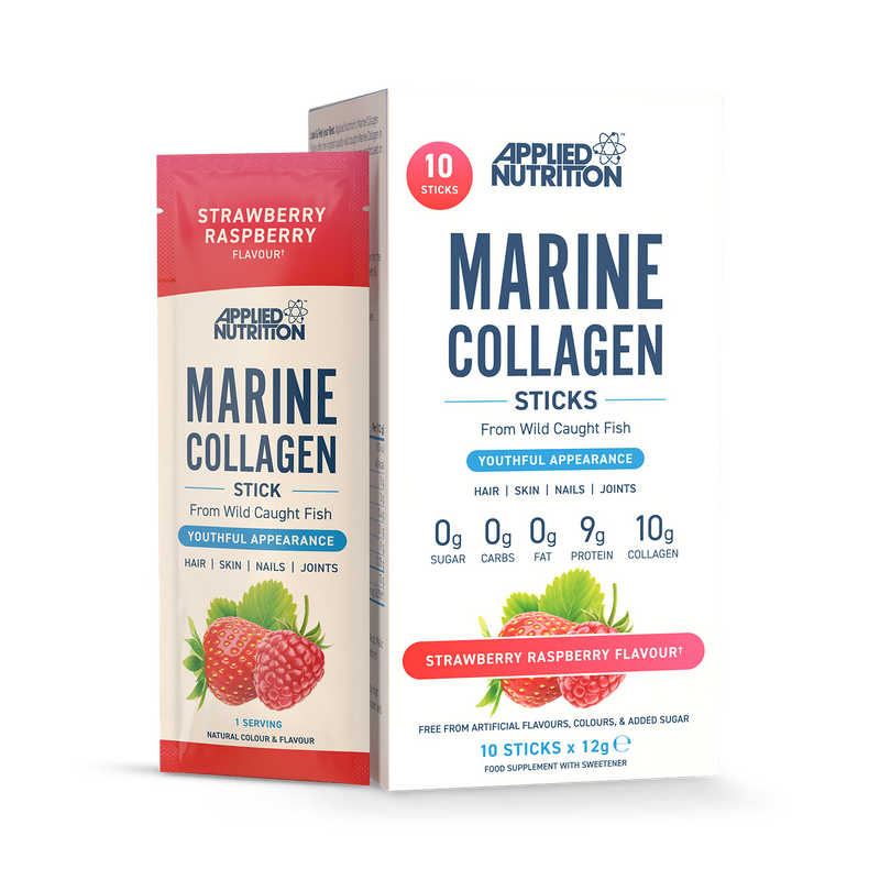 Applied Nutrition marine collagen strawberry raspberry 10 sachets, imported from the UK