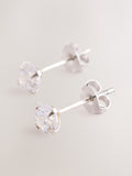 Sterling silver cubic zirconia stud earrings 0.5cm (British brand)