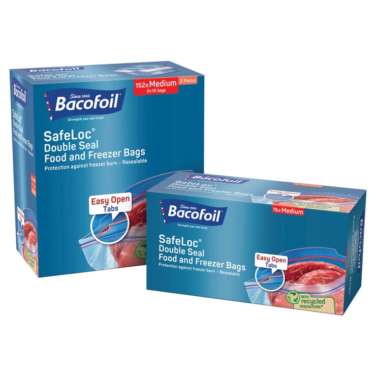 Bacofoil food and freezer bags medium 152 pack - British product