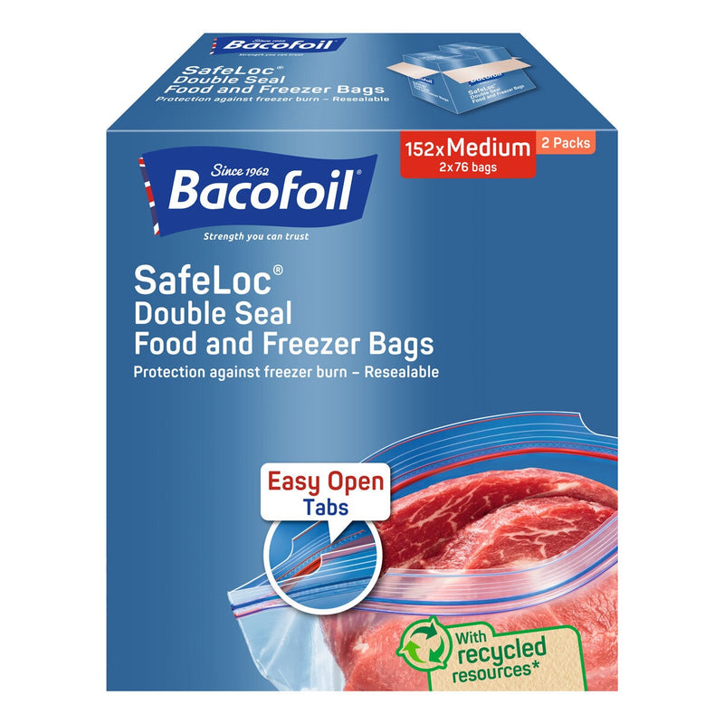 Bacofoil food and freezer bags medium 152 pack - British product