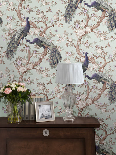 Next Laura Ashley Duck Egg Belvedere A4 Wallpaper Sample- Buy online at McGrocer