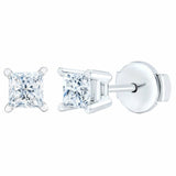 Princess cut diamond stud earrings 0.73ctw 14ct white gold - British product
