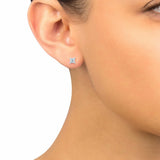 Princess cut diamond stud earrings 0.73ctw 14ct white gold - British product